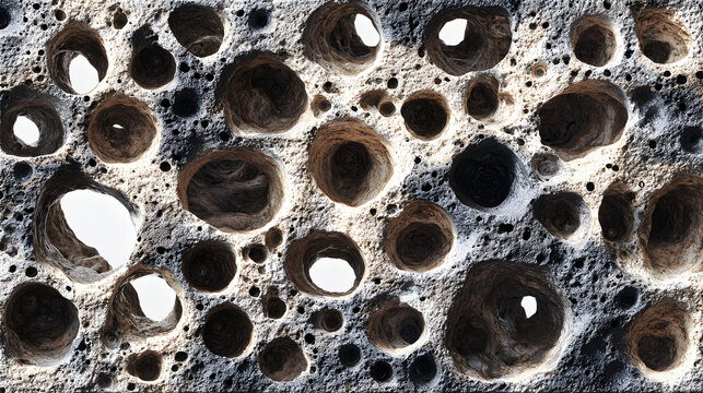Volcanic scoria texture with vesicles and holes natural rock formation geological sample