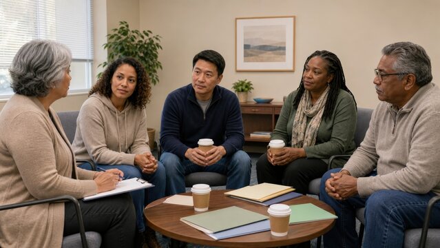 Caregiver Respite Middle Aged Multiracial Circle Family