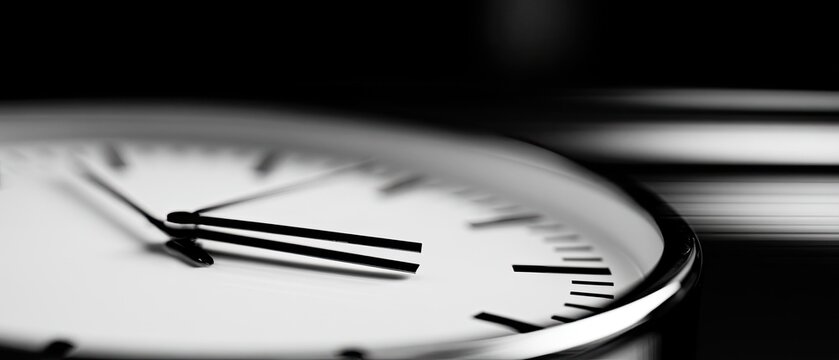 Macro shot of a clock face with blurred background, emphasizing passing time