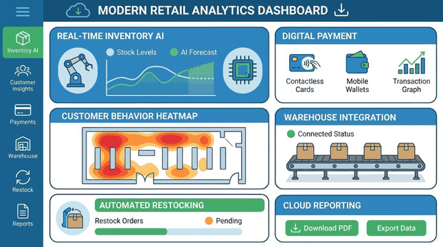 Modern Retail Analytics Dashboard for Business Optimization, Visualizing Real-Time Data, Customer Behavior, and Inventory Management