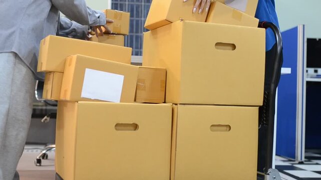 Outside of Logistics Warehouse with Open Door, Delivery Van Loaded with Cardboard Boxes. Truck Delivering Online Orders, Purchases, E-Commerce Goods, Wholesale Merchandise.