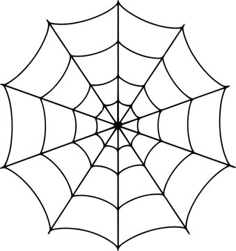 Black and white spider web symmetrical circular pattern vector illustration EPS PNG file