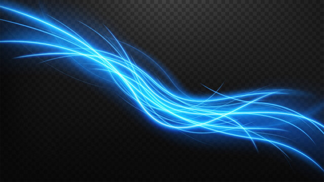 Abstract Blue Light Trails Vector Background, Vector Illustration