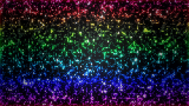 Rainbow glowing LED dot mosaic background with square pixels, sparkling lights 4K - color phase 3