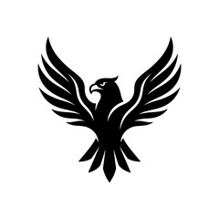 Fototapeta premium Black eagle icon, winged bird symbol, animal logo, vector graphic isolated on White Background