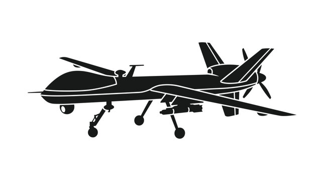 Military Drone Silhouette, Unmanned Aerial Vehicle, Surveillance Aircraft