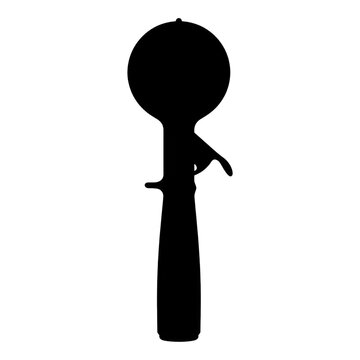 Outline silhouette of a mechanical ice cream scoop with trigger release mechanism handle