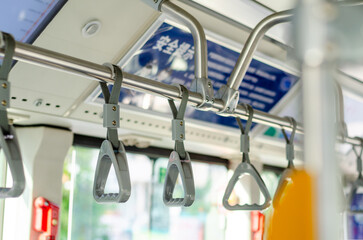 Close up of bus handrails © Mark