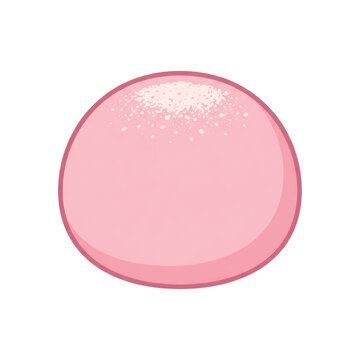 Pink candy macaron shape with white sugar sprinkles on top, sweet dessert element