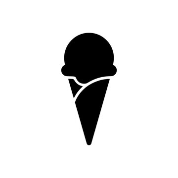 Simple outline silhouette of a scoop of ice cream in a waffle cone outline design