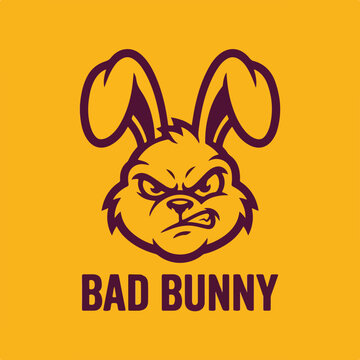 Aggressive angry bunny rabbit head mascot logo design.