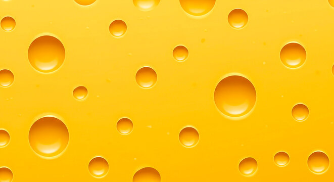 Bright yellow cheese texture background with rounded holes.