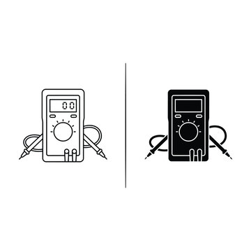 Multimeter and multimeters with test leads on transparent background
