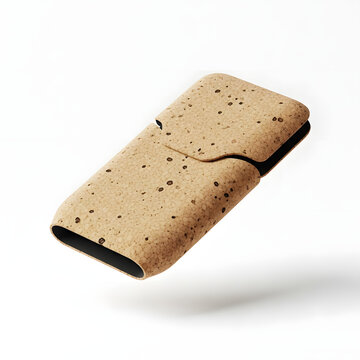 Eco Friendly Natural Cork Protective Case Isolated on White