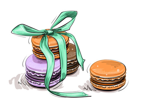 Vector macaroons, a French dessert created using sketching technique
