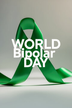 Banner poster postcard World Bipolar day awareness mental health expression and mood AI Generative