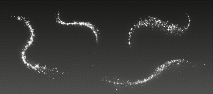 Transparent png white sparkling wave lines overlay with glowing elegant light trail dust effect shimmering swirl particle background image sparkly luxury shimmer festive abstract magic designs stars
