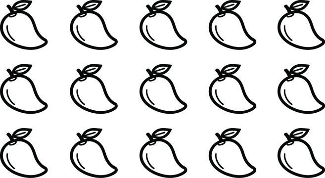 Mango icon vector, isolated outline collection set design