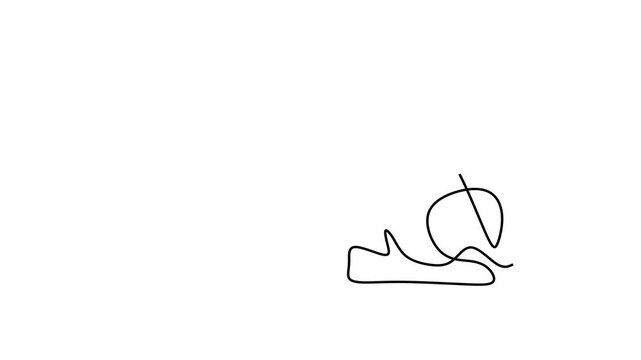 Animated self drawing of continuous line draw of  Yoga Pose Continuous Line Drawing. Full length one line animation. 4K