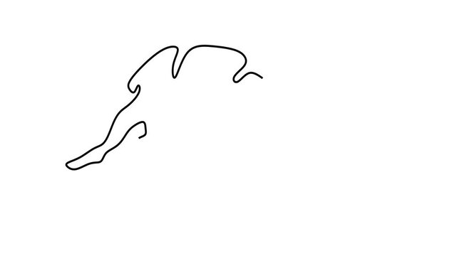 Animated self drawing of continuous line draw of  Yoga Pose Continuous Line Drawing. Full length one line animation. 4K