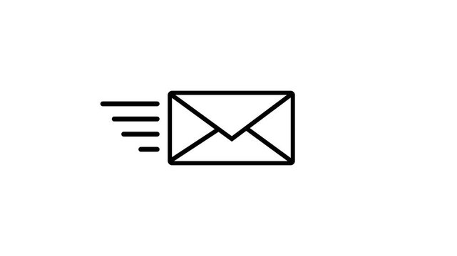 Mail email message sending icon animation 4 k. video...