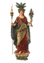 Obraz premium Goddess holding torch and laurel