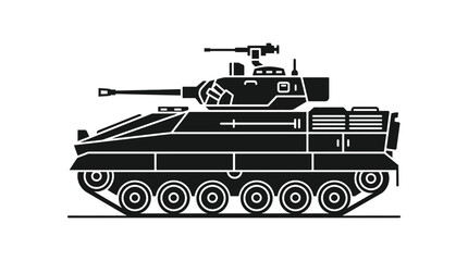 Fototapeta premium Modern Armored Tank Silhouette Vector - Military Vehicle Icon