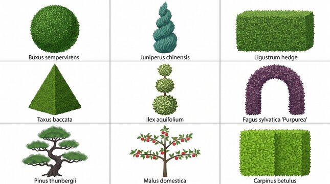 Variety of Topiary Plants and Trees for Landscaping Design