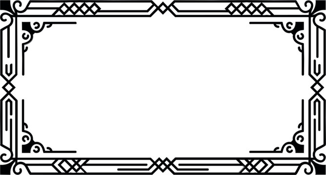 Art Deco frame vector with geometric rectangular borders 1920s Gatsby style parallel lines and symmetrical corner ornaments template