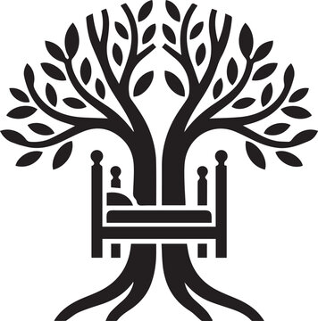 Tree Bed Vector Icon. Odysseus Olive Tree Bed Symbol
