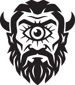Cyclops Head Vector Icon. Mythological One-Eyed Monster Symbol