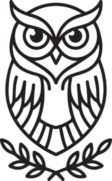Owl of Athena Vector Icon. Greek Mythology Wisdom Symbol Line Art