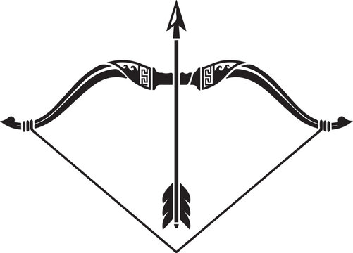 Ancient Greek Bow and Arrow Vector Icon. Odyssey Weapon Symbol