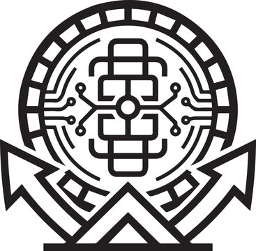 Digital Currency Circuit Token Growth Vector Icon