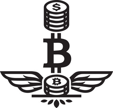 Digital Currency Stack and Flying Coin Vector Icon
