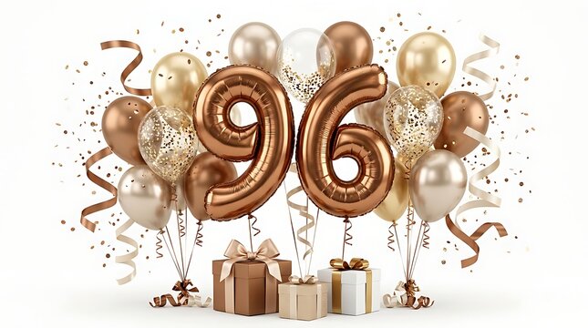 96th birthday celebration with balloons gifts and confetti