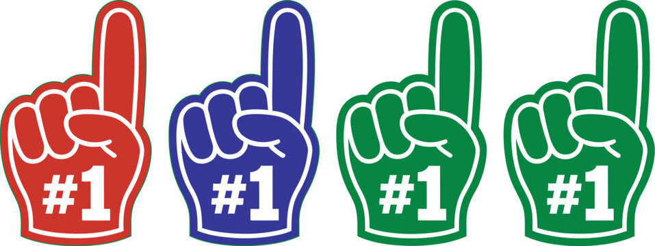 Number one fan foam finger vector illustration, cheering hand symbol for sports events, stadium fun, team support, game day excitement, fan culture, enthusiastic celebration, 