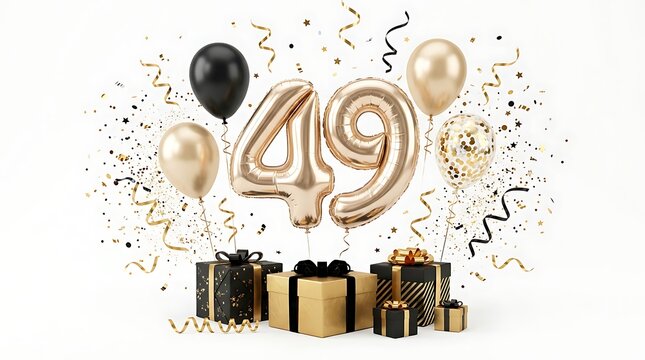 49th birthday celebration with gold and black decorations