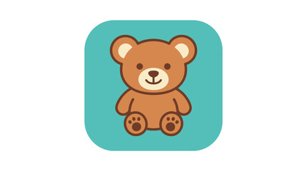 Obraz premium Cute brown teddy bear sitting on a blue-green background.