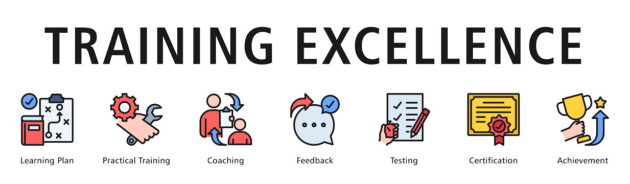 Training Excellence Web Banner  icon vector illustration concept