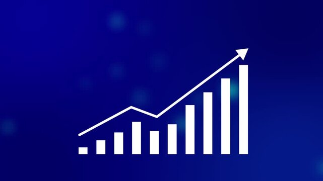 Motion animated footage. Statistics bars columns growth, arrow up. Finance, Bar graph going up, Profit concept, positive increase chart. business graph animation,4k quality animation graph video.