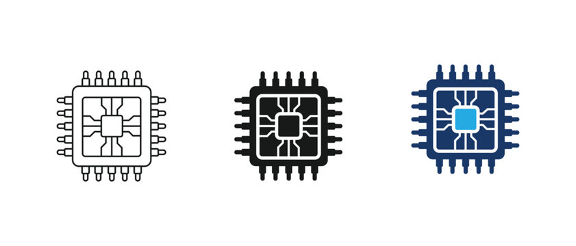 Smart chip icon, microprocessor cpu hardware component infrastructure. vector illustration