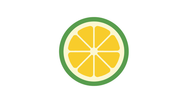 Fresh citrus slice with green peel outline.