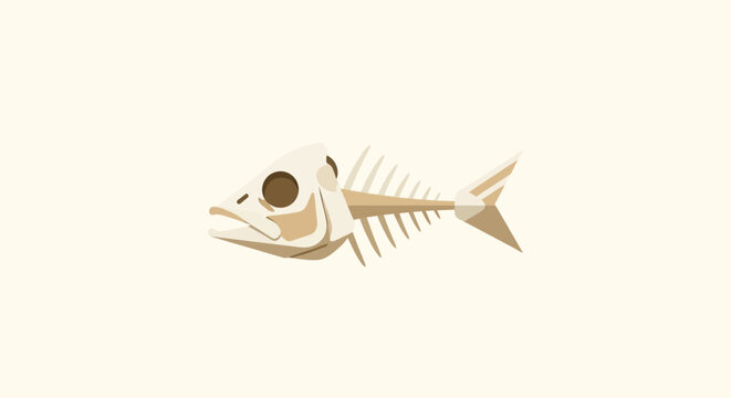 Detailed illustration of a fish skeleton with large eye.