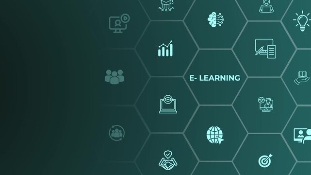 E learning technology concept. AI and machine learning enhance personalized learning. Animation of 4k video.
