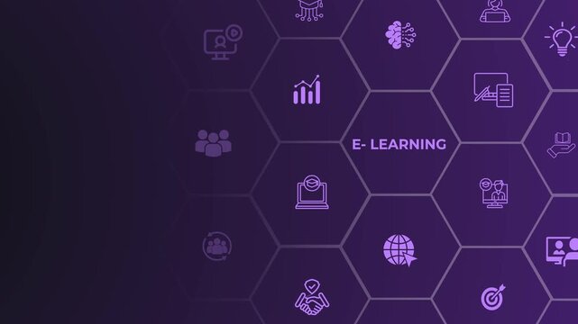 E learning technology concept. AI and machine learning enhance personalized learning. Animation of 4k video.
