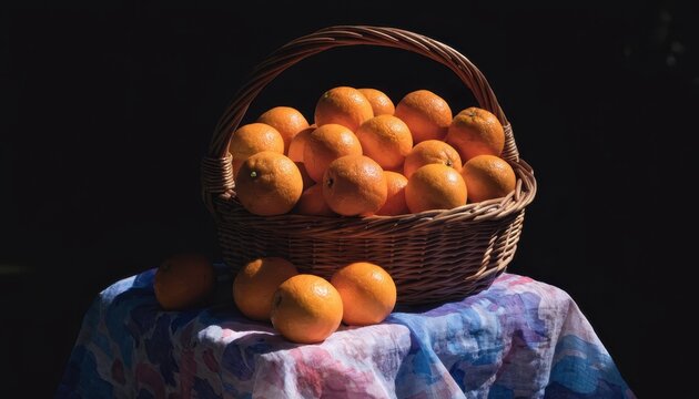 Person holding basket of oranges