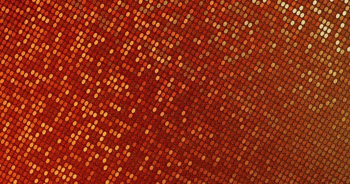 Abstract twinkling ovals background. Dense sparkling sequins in vibrant green orange pink and red tones, smooth rotation in seamless loop. Ideal for fashion, party and glamour backgrounds. 