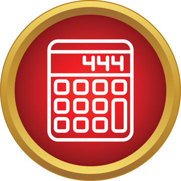 White calculator icon displaying 444 in a red and gold circular frame