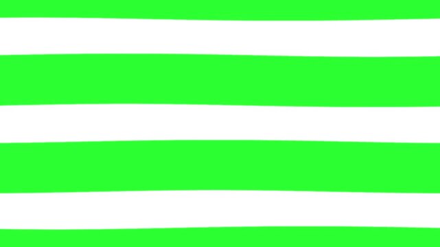 Bright green and white horizontal hand drawn stripes pattern 4K Motion video